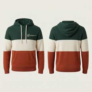 Custom Brand Label Heavyweight Thermal Fleece Lined 100% Cotton <b>Waterproof</b> Eco-Friendly Pockets Knit <b>Hoodies</b> - Product Image 1