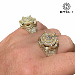 Best Price Jewelux Men's Gold Plated Cocktail <b>Ring</b> With <b>Crystal</b> Rhinestones Pave Setting Crown Shape Hiphop Style Jewelry - Product Image 1