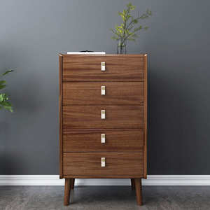 Armoire d'angle moderne multifonctionnelle écologique durable à cinq tiroirs en bois massif, grain de bois naturel, pour chambre à coucher, salon, hôtel - Product Image 1