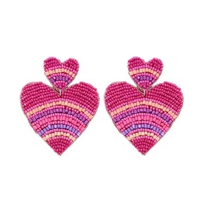 Pendientes de Cristal con Cuentas de Semillas Estilo Bohemio de Verano HEART para Mujer, Hechos a Mano, con Borlas Bordadas, Moda, Artesanía en Cristal, Personalizables - Product Image 4