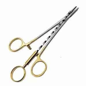 Pinzas Quirúrgicas Corwin Hegar de 16 cm, Acero Inoxidable Dorado, Instrumentos Quirúrgicos Básicos con Alta Resistencia a la Torsión de Alambre TC, por Dentavex - Product Image 1