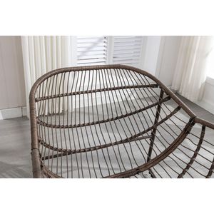 Sedia a Dondolo Reclinabile in Rattan Grigio per Esterni con Cuscino Imbottito per Veranda, Soggiorno, Patio e Giardino - Product Image 5