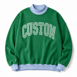 Trendy Sweatshirt Oversized Comfort Fit <b>Layered</b> Mock Neck Style Statement Graphic Front Modern Casual Wear Autumn Knitted <b>Top</b> - Product Image 1
