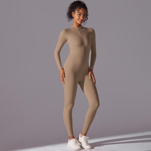 High Quality Half Zipper Yoga <b>Workout</b> Suit for Women Outdoor Gym Fitness <b>Jumpsuit</b> Sports Bodysuit by Manufacturer - Product Image 3