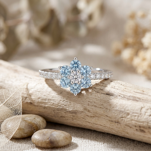 Women's White Gold Diamond <b>Ring</b> With Fancy <b>Blue</b> Round Brilliant Cut Center Stone Side Diamonds Engagement OSM/OSD <b>Rings</b> - Product Image 6