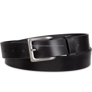 Ceinture décontractée en cuir véritable haut de gamme pour homme avec boucle réglable en laiton argenté antique – Vente en gros - Product Image 4