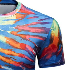 เสื้อยืดแขนสั้นผู้ชายลายไทได พิมพ์ลายแบบซับลิเมชั่น แห้งเร็ว ทรงเข้ารูป สวมใส่สบาย คอกลม ผ้าถักโพลีเอสเตอร์ - Product Image 4