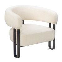 Fauteuil d'appoint moderne et luxueux rembourré avec structure en fer, chaise longue en bouclette pour salon, salle à manger et usage hôtelier