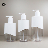 Bouteilles en plastique à pompe pour gel douche, shampoing et après-shampoing, forme triangulaire, 200 ml, 250 ml, 300 ml