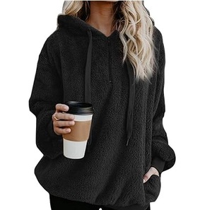 100% <b>Sherpa</b> Fleece Customized Oversized Pullover Plaid Flannel Check <b>Hoodie</b> Winter Heavyweight Pockets Windproof Breathable - Product Image 3