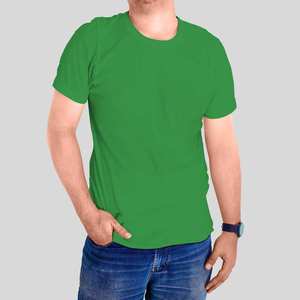 Camiseta de Manga Corta para Hombre, Cuello Redondo, Color Verde, Corte Regular, Tejido de Punto Jersey de Algodón, Estilo Casual - Product Image 1