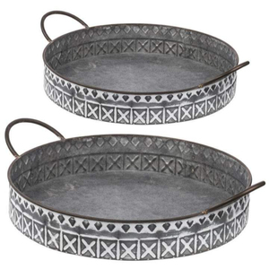 Bandeja Rectangular de Metal Galvanizado con Asas Recortadas, Diseño de Casa de Campo Invernal, para Servir Comida y Bebidas - Product Image 6