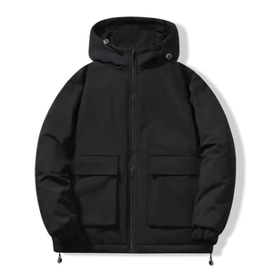 High Quality Men's Quilted Hooded Puffer Jacket Men's Fashion Hooded Winter Zip-Up Jacket Men's <b>Warm</b> Hooded Utility Jacket - Product Image 3