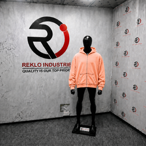 Peach Oversized Full Zip Hoodie Washed Vintage Heavyweight Streetwear Distressed Fleece Hooded Sweatshirt Wholesale Casual Autum - Product Image 3