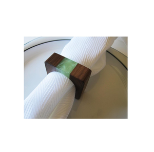 Antique Wood & Green <b>Epoxy</b> Resin Napkin Rings Vintage-Style <b>Table</b> Holders Eco Friendly For <b>Table</b> Decor Item At Lowest price - Product Image 1