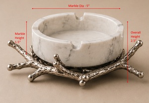 Cenicero Redondo de Mármol Hecho a Mano con Soporte de Aluminio Fundido en Forma de Rama, Moderno y Lujoso, de Piedra Natural, para Cigarros, Decoración de Mesa para el Hogar - Product Image 3