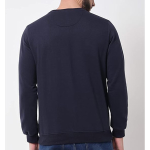 Sweat-shirt à col rond bleu marine pour femme, manches longues, 100% coton tricoté, respirant, couleur unie, coupe classique, vêtements d'automne - Product Image 4