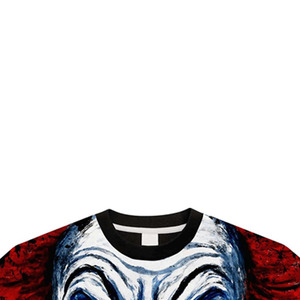 Men's Black Short Sleeve T-<b>Shirt</b> With Clown <b>Face</b> Print O-Neck Regular Fit Street Style - Product Image 4