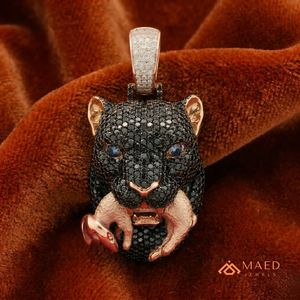 Colgante de Moissanita Iced Black Panther Chapado en Oro Rosa, Collar Hip Hop Personalizado, Amuleto Bling, Joyería Streetwear, Aniversario, Unisex - Product Image 3