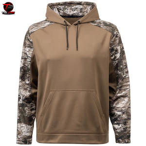 Sudadera con Capucha Unisex para Exteriores, Camuflaje Rock Bark, Marrón Sólido de Dos Tonos, Estilo Raglán, Resistente a Ácidos, para Caza de Invierno, con Cordón Ajustable - Product Image 1