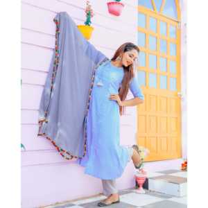 Robe en coton bleu pastel taille XS - Product Image 6