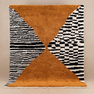 Tapis marocain vintage noué à la main en laine, décor de ferme, beige, fait main, lavable, à poils longs, épais, tissé, pour chambre à coucher - Product Image 6