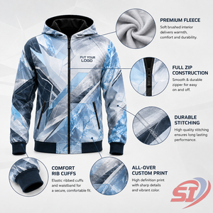 Sweat-shirt à capuche personnalisé haut de gamme, motif géométrique argenté glacé, fermeture éclair intégrale, style streetwear, marque privée, logo OEM, fournisseur en gros - Product Image 5