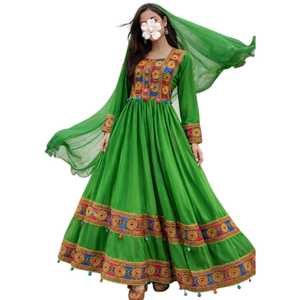 Traditional Indian Lehenga Choli Green Embroidered Cotton Floor-Length Loose Fit Women Ethnic Wedding <b>Dress</b> Ethnic Evening <b>Dress</b> - Product Image 1