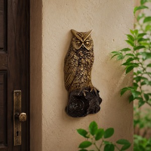 Sculpture murale en métal SHUBHAM en forme de hibou, imitation antique, décoration animale pour jardin et maison - Product Image 2