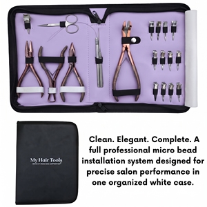 Kit d'outils professionnels pour extensions de cheveux : Pince à sertir les micro-perles à 3 trous, Outil pour extensions adhésives, Outil de retrait de micro-perles, Anneau de séparation, Mini-ciseaux - Product Image 6