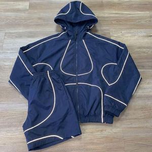 ชุดวอร์มวิ่งผู้ชาย REXPRO WEAR สำหรับกิจกรรมกลางแจ้ง ผ้าโพลีเอสเตอร์ผสมไนลอน สะท้อนแสง ซิปหน้า แจ็คเก็ตกันลม และกางเกงขาสั้น - Product Image 4