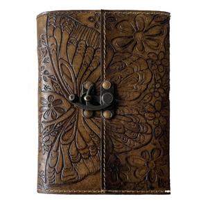Handmade Genuine Leather <b>Journal</b> Vintage Butterfly Flower Embossed Deckle Edge Paper <b>Writing</b> Diary Office Notebook & Sketch Book - Product Image 1