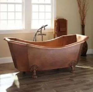 Baignoire autoportante ovale en cuivre martelé à pattes, finition cuivre antique, pour maison et hôtel - Product Image 3