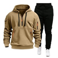 Vêtements de sport pour hommes de haute qualité avec impression de logo personnalisé Essential Activewear Quarter Zip Fleece Lined Hoodie Jogger Pants Set Pour Hommes