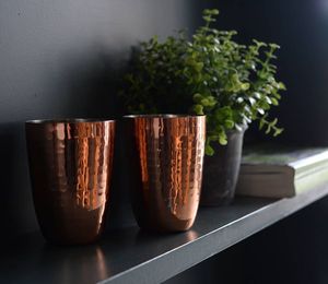 Verres à boire en cuivre, surface antidérapante de qualité supérieure, gobelets métalliques pour eau, jus, cocktails, durables, réutilisables, vaisselle de cuisine. - Product Image 1