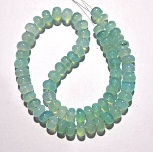 ลูกปัดหินแคลเซโดนีสีน้ำทะเลธรรมชาติทรงกลมเรียบ ร้อยเป็นเส้น สำหรับทำเครื่องประดับ ขายส่ง - Product Image 3