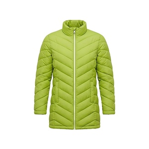 Chaqueta Acolchada Verde para Mujer, Invierno, Cuello Alto, Manga Larga, Relleno de Poliéster, Cierre de Cremallera, Largo Regular, Color Sólido - Product Image 1