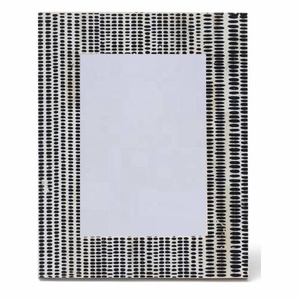 Marco de fotos con incrustaciones de hueso y diseño de rayas negras para escritorio, mesa de salón, pared, decoración de fotos - Product Image 6