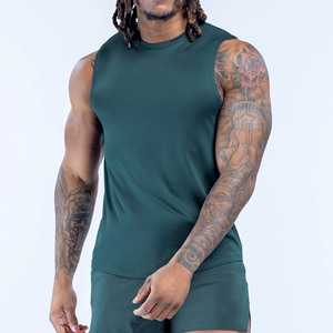 Camiseta sin mangas para hombre, modelo Green Racerback, de dos tonos, ligera, de tela elástica, para gimnasio y deporte, fabricada a medida. - Product Image 1