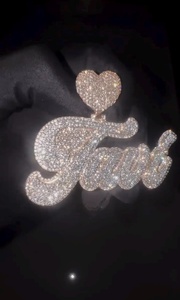 Pendentif Lettre Hip Hop Personnalisé en Argent Plaqué Or Rose avec Moissanite Ronde Taille Brillant – Bijou Unisexe Idéal pour Cadeau - Product Image 2