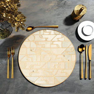 Contemporary Luxury Eco-Friendly PVC <b>Silver</b> <b>Placemats</b> & <b>Coasters</b> Hollow Table Home Kitchen Decor for Wholesale Restaurants - Product Image 1
