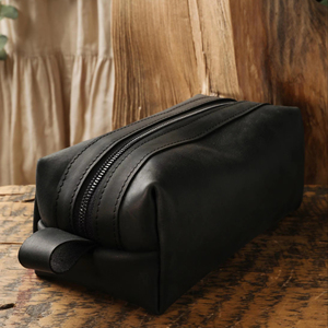 Genuine Leather Toiletry Bag <b>Mens</b> Dopp Kit Shaving Wash Bag Travel Grooming Kit <b>Pouch</b> Custom Logo Bulk Order TYG-0250 - Product Image 1