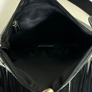 Latest Trending Designer 2025 Checkered <b>Design</b> Luxury Fringe Handbag Hand Tooled Leather Genuine Cowhide Leather Shoulder <b>Bags</b> - Product Image 6
