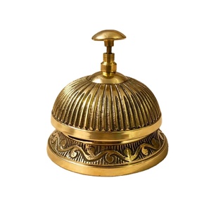 Campana de Recepción de Latón Dorado Antiguo con Relieve, Campana de Escritorio Manual para Maestros, Escuelas y Suministros de Hostelería Premium - Product Image 1