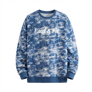 Sweat-shirt à col rond en coton 100% de haute qualité, couleur unie, coupe ample, effet délavé, avec logo personnalisé, en vente. - Product Image 1