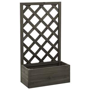 Petite jardinière en bois de sapin massif, couleur gris, pour paniers suspendus et accessoires - Product Image 1