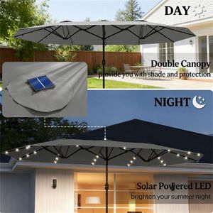 Ombrellone da Giardino Solare con Base Grigia per Esterni - Product Image 2