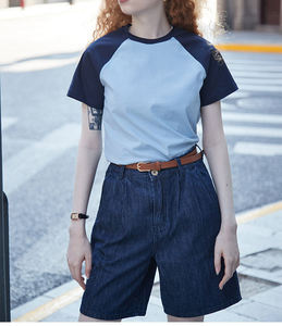 2026 Custom Women's Contrast Color <b>Raglan</b> Sleeves Crop <b>Top</b> Tee Shirts 200 Gsm 100%Cotton Street Wear Crew Neck T Shirt for Women - Product Image 1