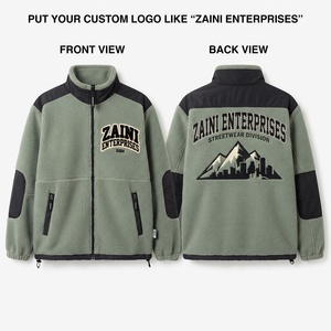 เสื้อแจ็คเก็ตขนแกะโพลาร์ฟลีซแบบยาว 280 GSM พรีเมียม บางเฉียบ สีดำ แต่งแผงสีตัดกัน ปักโลโก้เชนีลแบบกำหนดเอง กันน้ำ - Product Image 1
