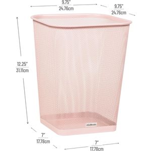 Cestino per rifiuti in rete rosa, quadrato, per ufficio, casa, capacità 5 galloni, set da 2 in rete metallica - Product Image 2